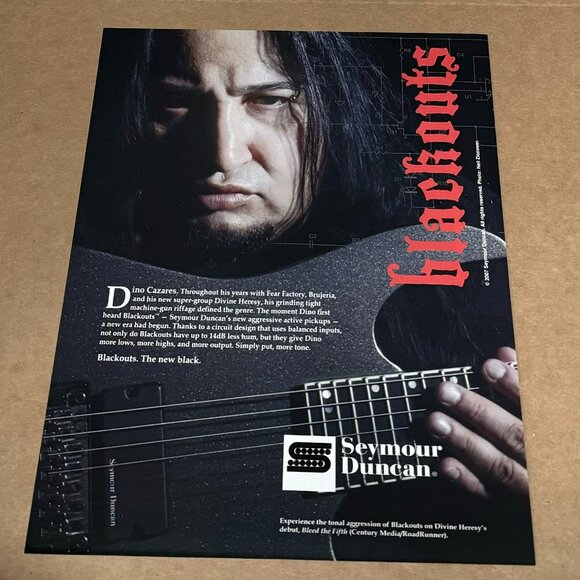 Dino Cazares of Fear Factory - SEYMOUR DUNCAN PICKUPS - 2007 Print Ad - Picture 1 of 1